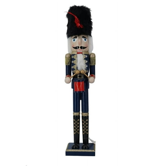 Nutcracker Soldier Holiday Greeter 24 in Blue Drummer Christmas Door Porch Indoor Wooden Decor