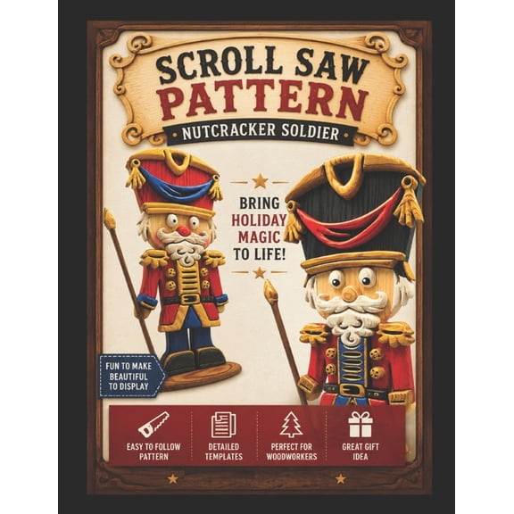 Nutcracker Soldier Scroll Saw Pattern: Detailed Woodworking Template for Holiday Decor, (Paperback)