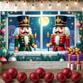 thumbnail image 1 of Nutcracker Soldiers Christmas Banner Red Green Color Holiday Backdrop Snowflakes Golden Accents Winter Display for Christmas Party Home Decoration Festive Gathering, 1 of 9