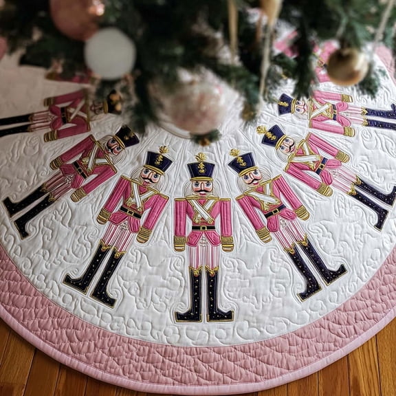 Nutcracker Spirit Christmas Quilted Tree Skirt, Christmas Tree Skirt, Holiday Tree Skirt, Christmas Tree Collar Cover, Christmas Gift