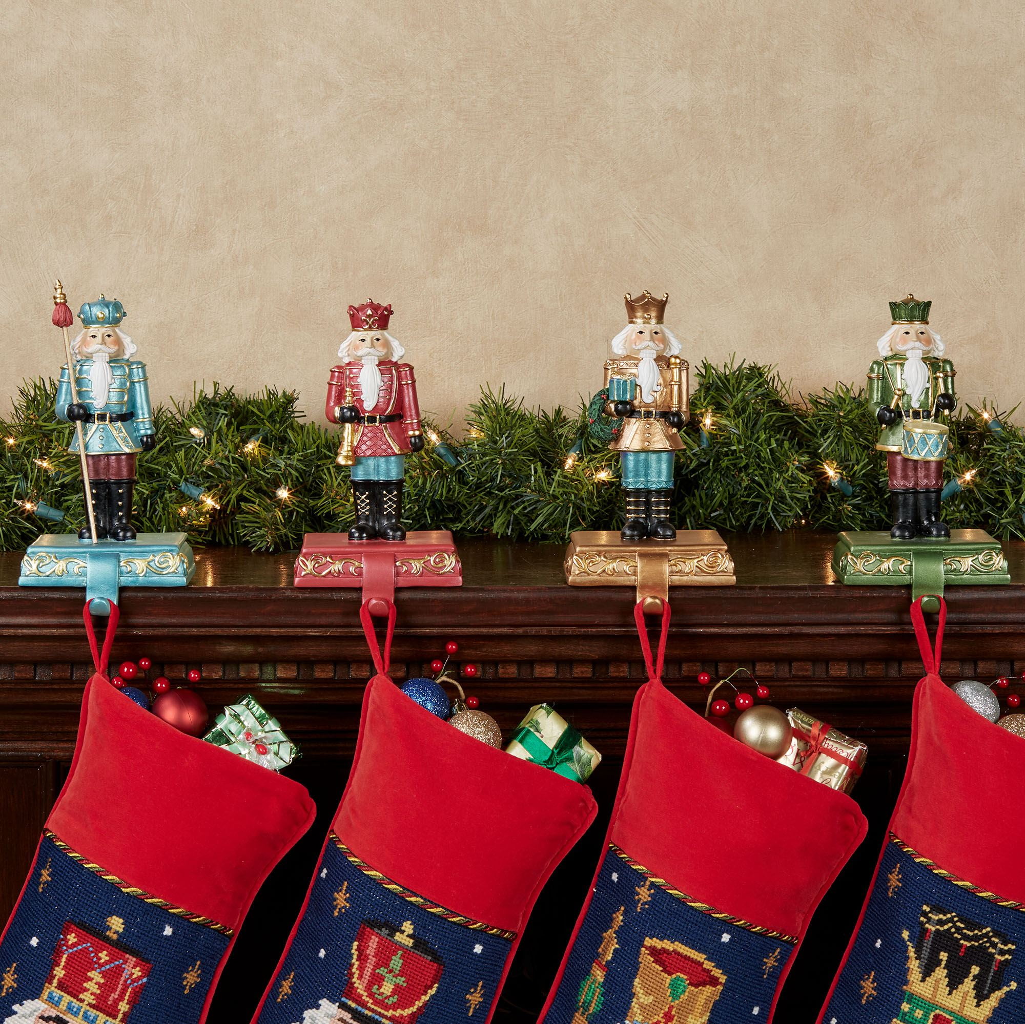 Nutcracker Brigade Metallic Resin Stocking Holders Set of 4
