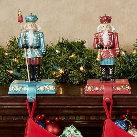 Nutcracker Stocking Holders | Set of 4 | 8 Inches High | Christmas Decorations for Mantel