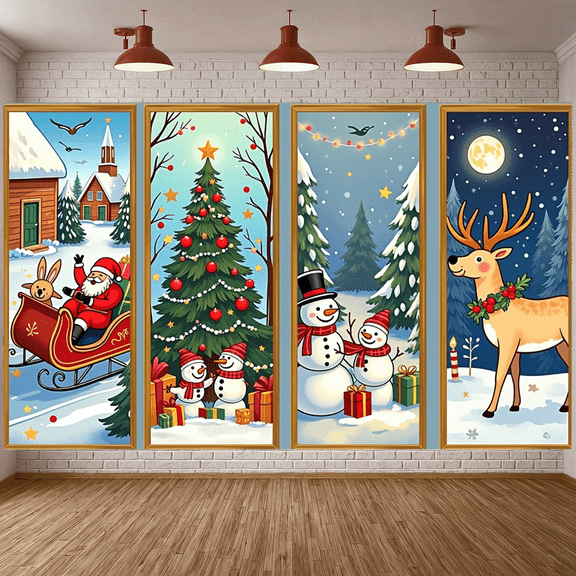 Nutcracker Theme Christmas Banner Decorative Snow Scene Winter Soldier Holiday for Festive Party Indoor Outdoor Decoration