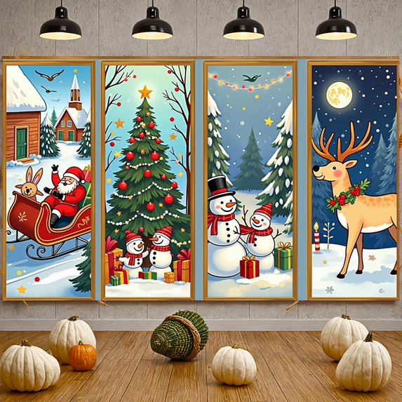 Nutcracker Theme Christmas Banner Decorative Snow Scene Winter Soldier Holiday for Festive Party Indoor Outdoor Decoration