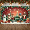 thumbnail image 1 of Nutcracker Theme Christmas Banner Snowman Design Merry Christmas Banner Christmas Tree Decor Red Background Xmas Banner for Christmas Party Holiday Decoration Indoor Celebration, 1 of 9
