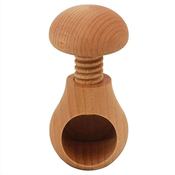 Nutcracker Tool Wooden Mushroom Shape, Manual Screw Press, Walnut Wood, for Walnuts, Hazelnuts & Pecans, Compact Kitchen Gadget