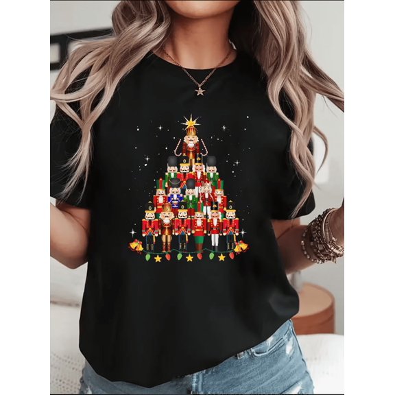 Nutcracker Tree Festive Holiday Graphic Men Women Kids Unisex T-Shirt V15251, up to Size 5XL