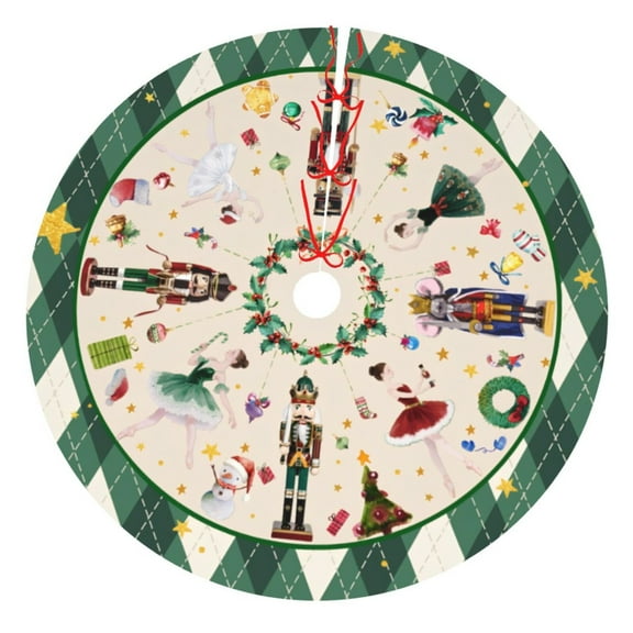 Nutcracker Tree Skirt Xmas Tree Mat Christmas Tree Ornaments Decorations Holiday Party Indoor Outdoor 36"