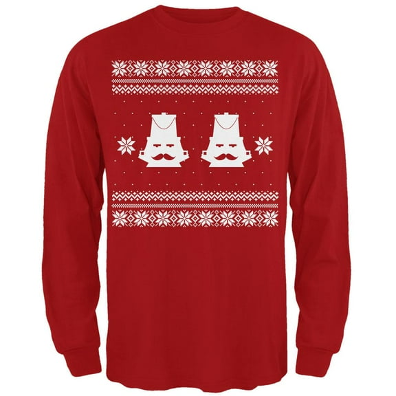 Nutcracker Ugly Christmas Sweater Red Adult Long Sleeve T-Shirt - X-Large