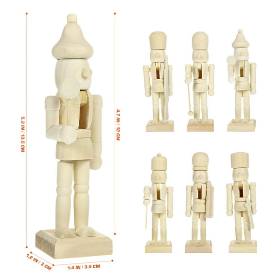 Nutcracker Wooden Christmas Ornamentsto Figures Nutcrackers Unfinished Mini Decorations Soldiers Unpainted Wood Diycraft