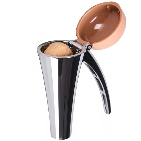 Nutcracker, Zinc Alloy Material, Lid to Prevent Spillage, Fits Various Nut Sizes, Lever Mechanism for Easy Use, Grooved Teeth to Grip Nuts, Ergonomic Curved Handle Large size