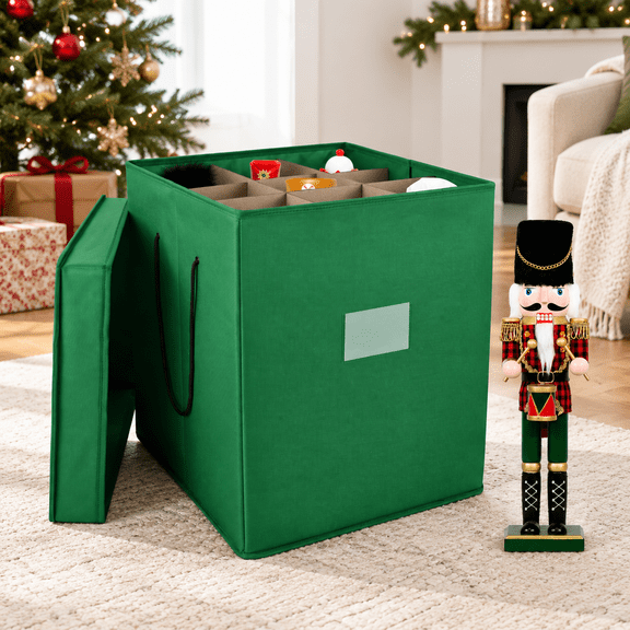 Nutcracker and Figurine Collectible Storage Box, Holds 9 Holiday Ornaments Up to 16" Tall