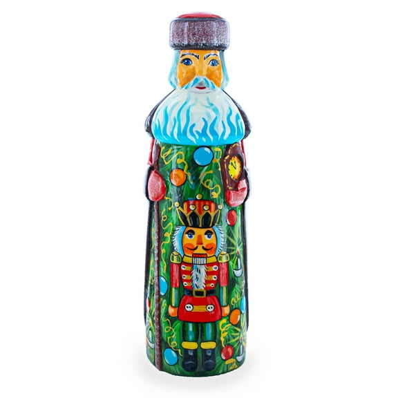 Nutcracker on Christmas Tree Hand Carved Wooden Santa Figurine 7.25 Inches