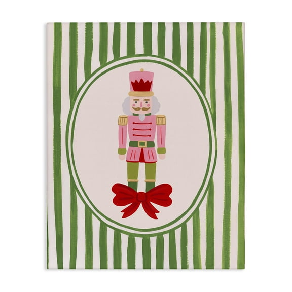 Stupell Industries Nutcracker with Ribbon Stripes Canvas Wall Art, design by Courtney Haley, 48 x 36