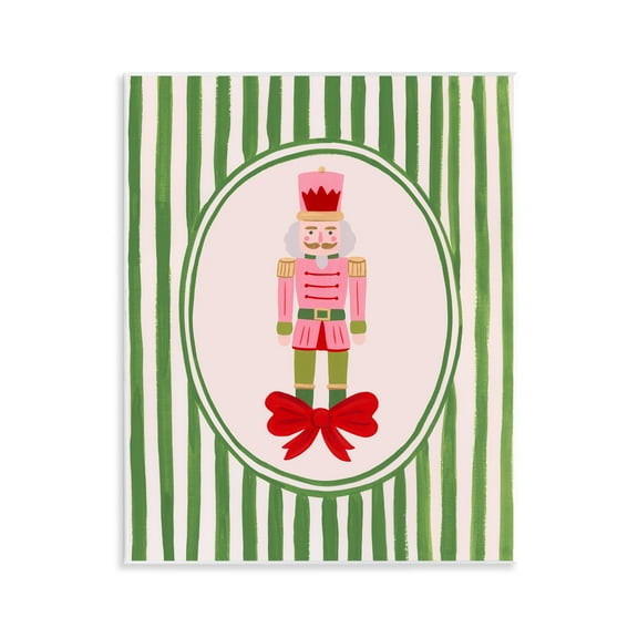 Stupell Industries Nutcracker with Ribbon Stripes Wall Plaque Art, design by Courtney Haley, 14 x 11