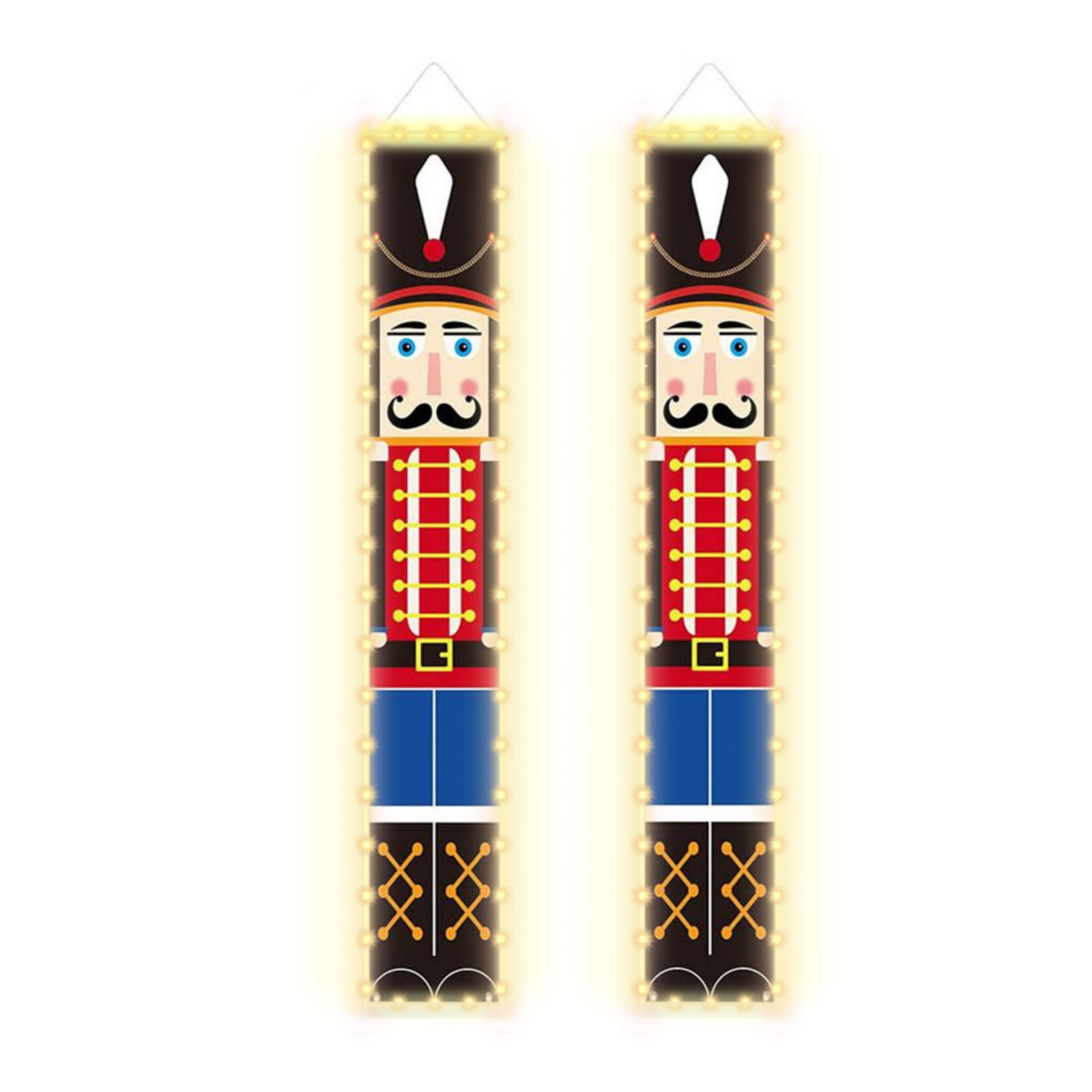 Nutcrackers Banners with LED String Lights Soldier Model Indoor Outdoor for Home Wall Front Door