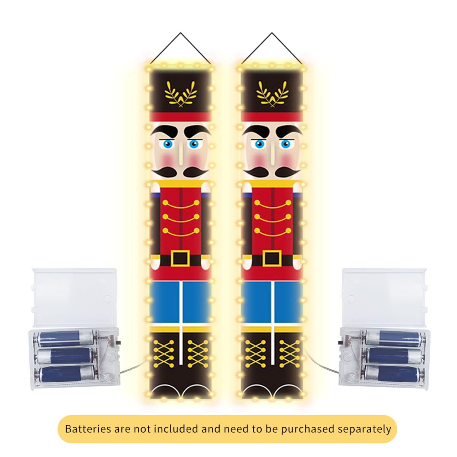 Nutcrackers Banners with LED String Lights Soldier Model Indoor Outdoor for Home Wall Front Door