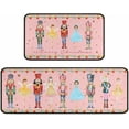 thumbnail image 1 of Nutcrackers Merry Christmas Kitchen Rugs Set of 2, Pink Nutcracker Christmas Decor, Merry Xmas Rug Winter Mats, Xmas Decorations for Home, Low-Profile Kitchen Floor Mat (Pink, 17"x47"+17"x30"), 1 of 6