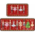 thumbnail image 1 of Nutcrackers Merry Christmas Kitchen Rugs Set of 2, Red Nutcracker Christmas Decor, Merry Xmas Rug Winter Mats, Xmas Decorations for Home, Low-Profile Kitchen Floor Mat (Red, 17"x47"+17"x30"), 1 of 6