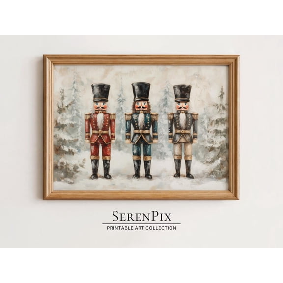 Nutcrackers Wall Art Vintage Art Cozy Decor Winter Wall Decor Holiday Decor Wall Art Modern Wall Decor