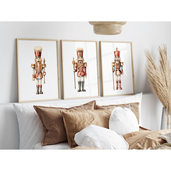 Nutcrackers Wall Art, Vintage Winter Holiday Posters, Classic Holiday Decor Traditional Winter Holiday Gallery Wall Decorations, Able Printed Poster, Poster Only