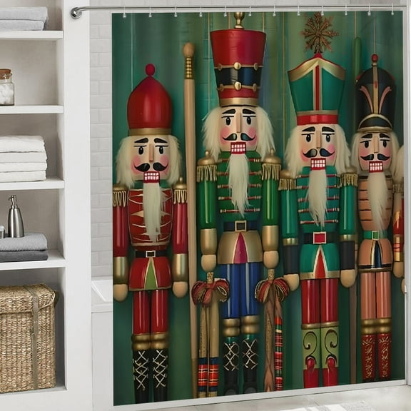 Nutcrackers folk art waterproof shower curtain printed waterproof shower curtain Home Sweet Home Waterproof Fabric Shower Curtain Bathtub Decor with Hooks