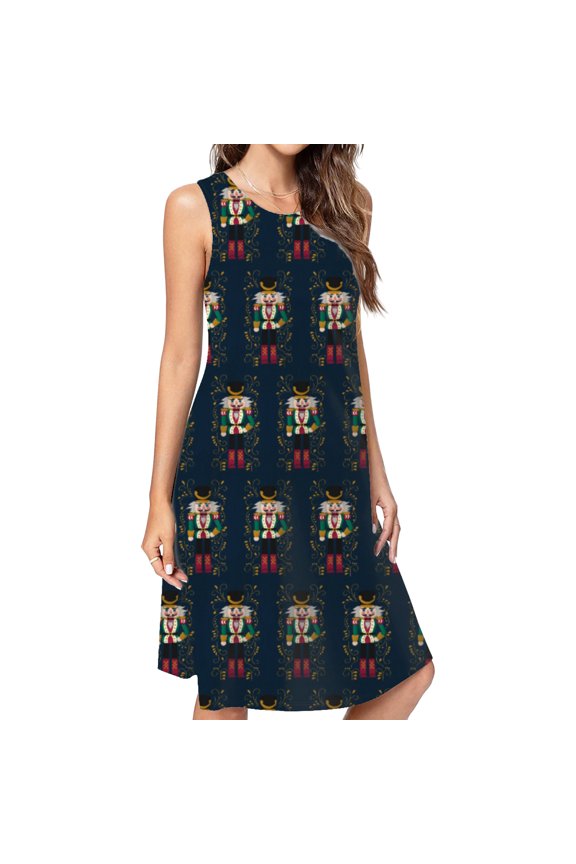 Nutcraker Soldier Dress Elegant Party Dresses Evening Dresses Women Dress Sleeveless Dress Ladies Dresses