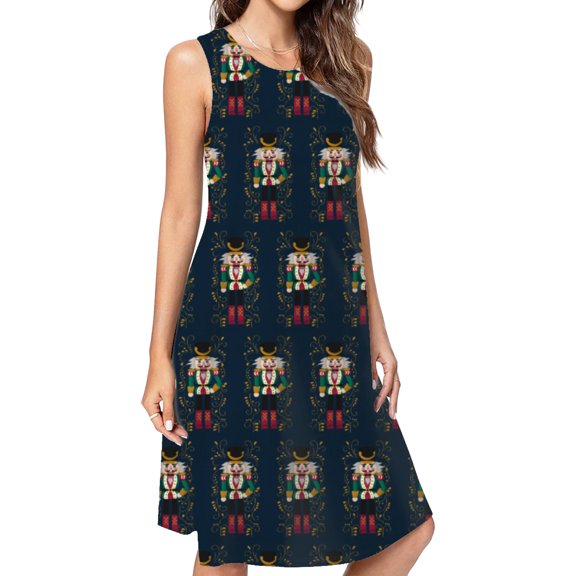 Nutcraker Soldier Spring Summer Dresses For Women Fashion Dress Casual Sleeveless Loose Sundress With Pockets