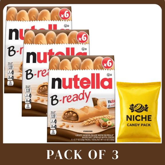 Nutella BReady Crispy Wafer Bars with Hazelnut Cocoa Filling, Individually Wrapped (3Pack)