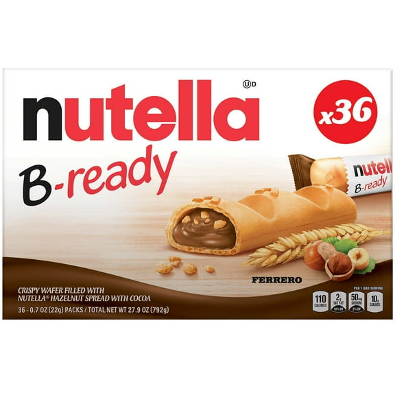 Nutella B-Ready Crispy Wafers 0.7 Ounce (Pack of 36)