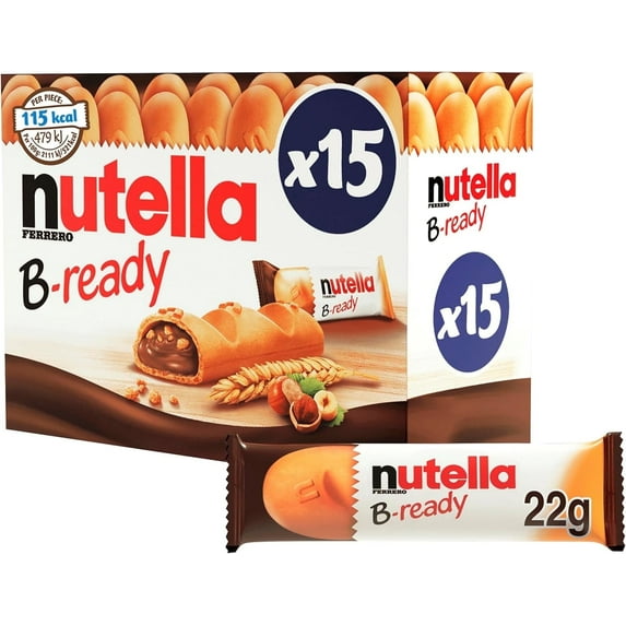 Nutella B-Ready Chocolate Wafers 15 X 22G, Imported from Britain
