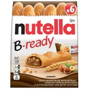 Nutella B-ready, Hazelnut Spread With Cocoa, Snack Bar Pack, 6 Individually Wrapped Bars