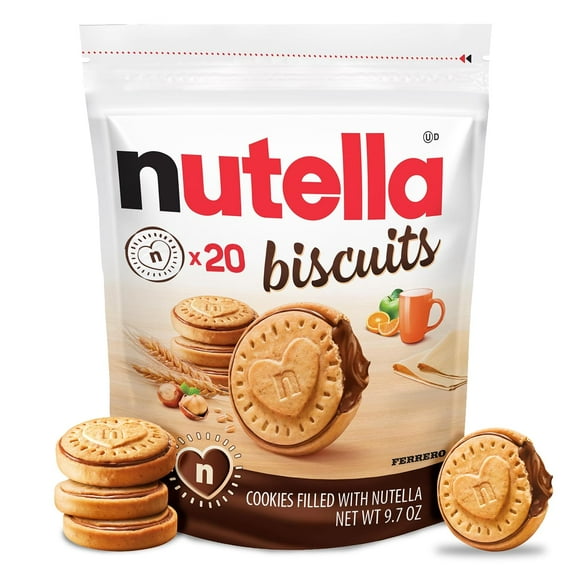 Nutella Biscuits, 20 Count Cookies, Hazelnut SMRSpread with Cocoa, Kids Snacks, 9.7 oz