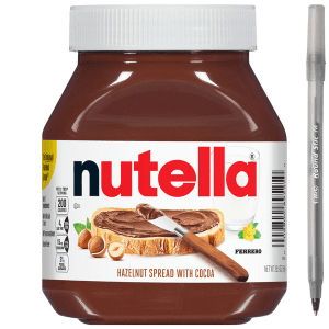 Nutella Creamy Chocolate Hazelnut Spread with Cocoa, Sweet topping for breakfast and desserts, 26.5 oz with pan
