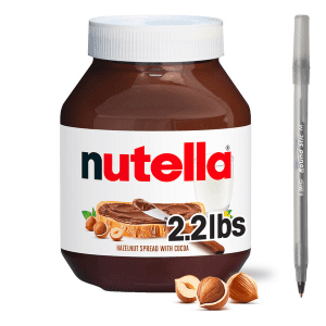 Nutella Creamy Chocolate Hazelnut Spread with Cocoa, Sweet topping for breakfast and desserts, 35.3 oz with pan