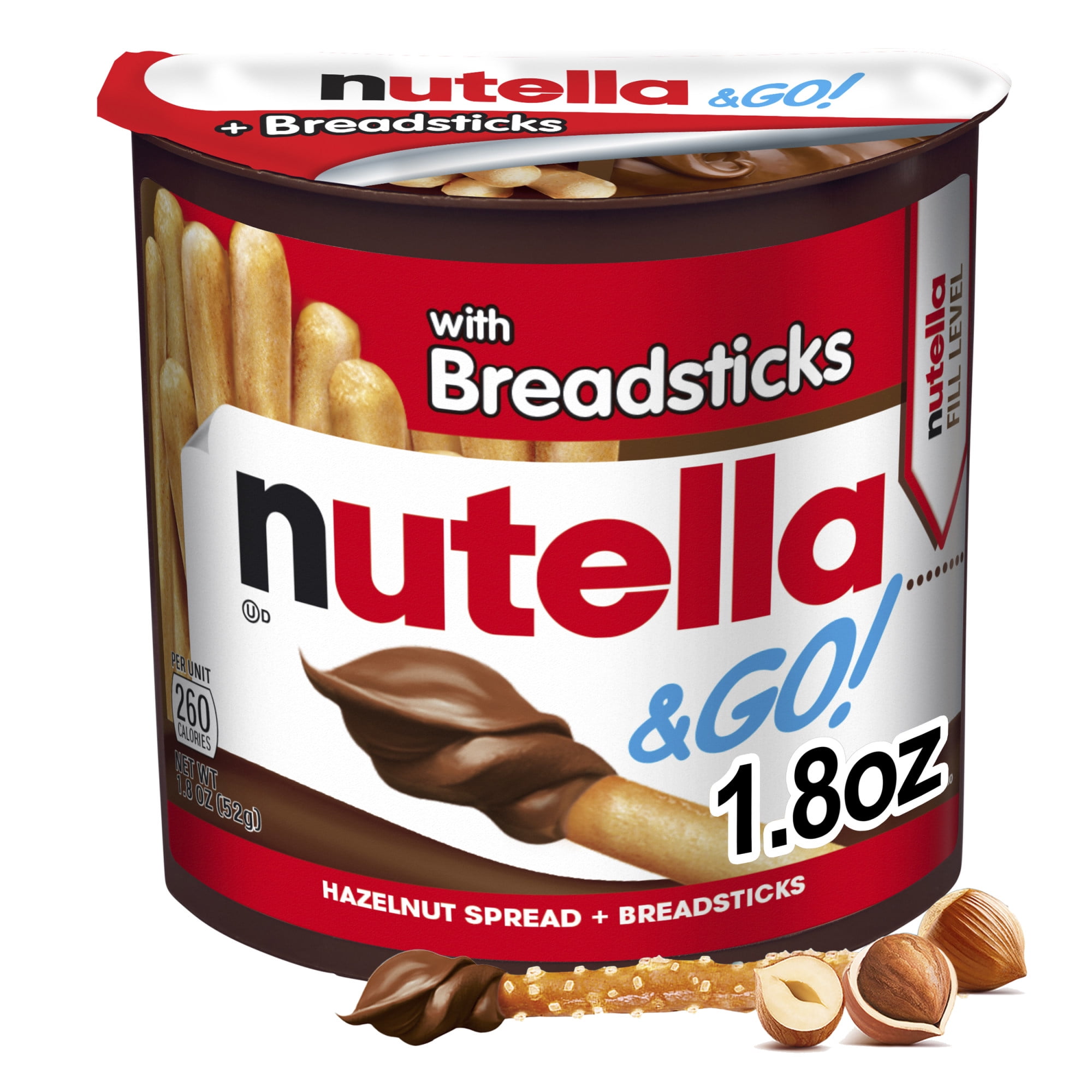 Nutella & Go! Hazelnut Spread with Breadsticks, On-the-Go Snack Cups, Snack Packs, 1.8 oz