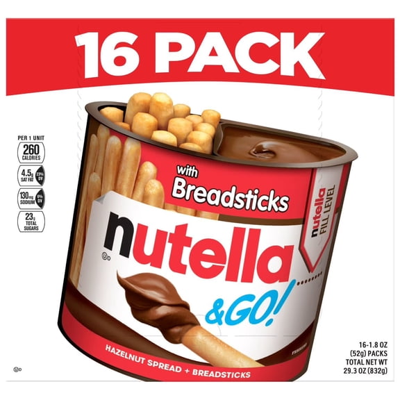Nutella & GO! Hazelnut and Cocoa Spread + Breadsticks, 1.8 oz., 16 pk.