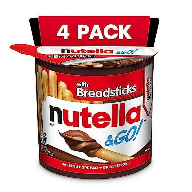 Nutella & GO! Hazelnut and Cocoa Spread with Breadsticks, Snack Pack, 1.9 oz each, 4 Pack