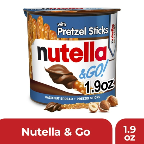 Nutella & GO! Chocolate Hazelnut Spread with Cocoa + Pretzel Sticks, Portable Single Serve Snack Pack, 1.9 oz