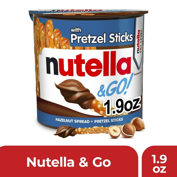 Nutella & GO! Chocolate Hazelnut Spread with Cocoa + Pretzel Sticks, Portable Single Serve Snack Pack, 1.9 oz