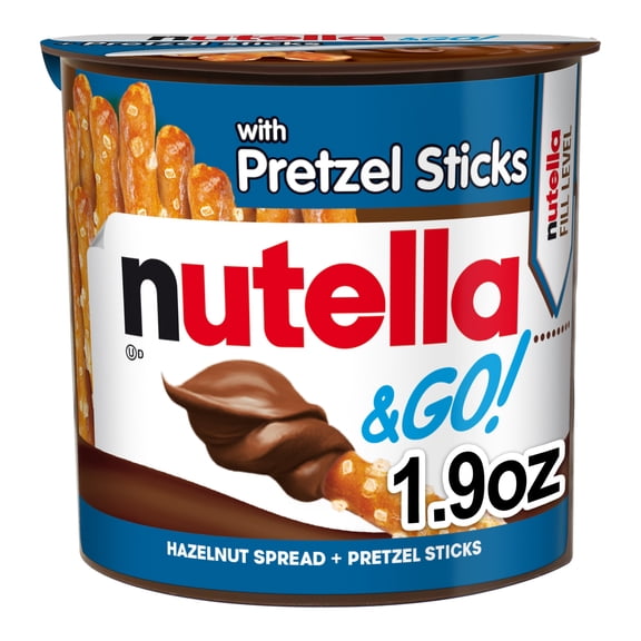 Nutella & GO! Chocolate Hazelnut Spread with Cocoa + Pretzel Sticks, Portable Single Serve Snack Pack, 1.9 oz