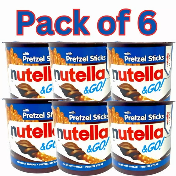 Nutella & Go! Hazelnut Spread with Pretzel Sticks, Pack of 6, Portable Snack Cups