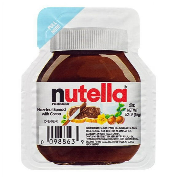Nutella Chocolate Hazelnut Spread, Single Serve Mini Cups, Perfect Topping for Pancakes, 0.52 oz, 24 Count