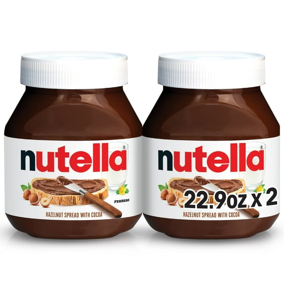 Nutella Hazelnut Spread with Cocoa, Creamy Hazelnut Spread, Breakfast Favorite, 2 Jars, 45.8 oz