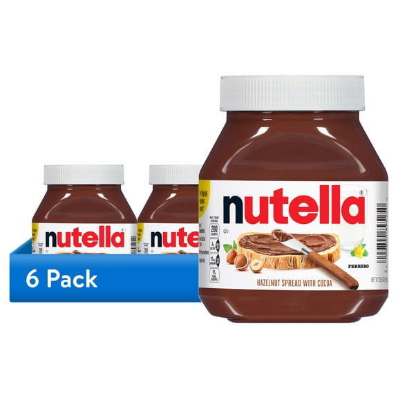 (6 pack) Nutella Hazelnut Spread with Cocoa, Creamy Hazelnut Spread, Breakfast Favorite, 26.5 oz Jar