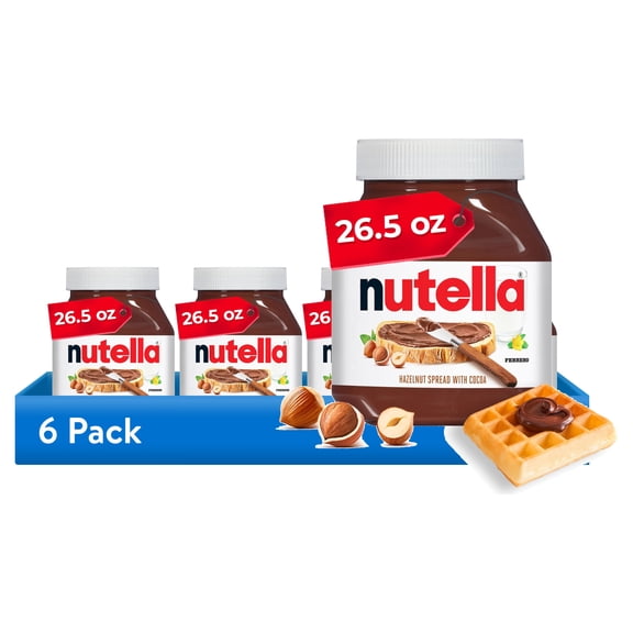 (6 pack) Nutella Hazelnut Spread with Cocoa, Creamy Hazelnut Spread, Breakfast Favorite, 26.5 oz Jar
