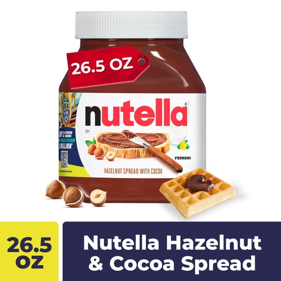 Nutella Hazelnut Spread with Cocoa, Creamy Hazelnut Spread, Breakfast Favorite, 26.5 oz Jar