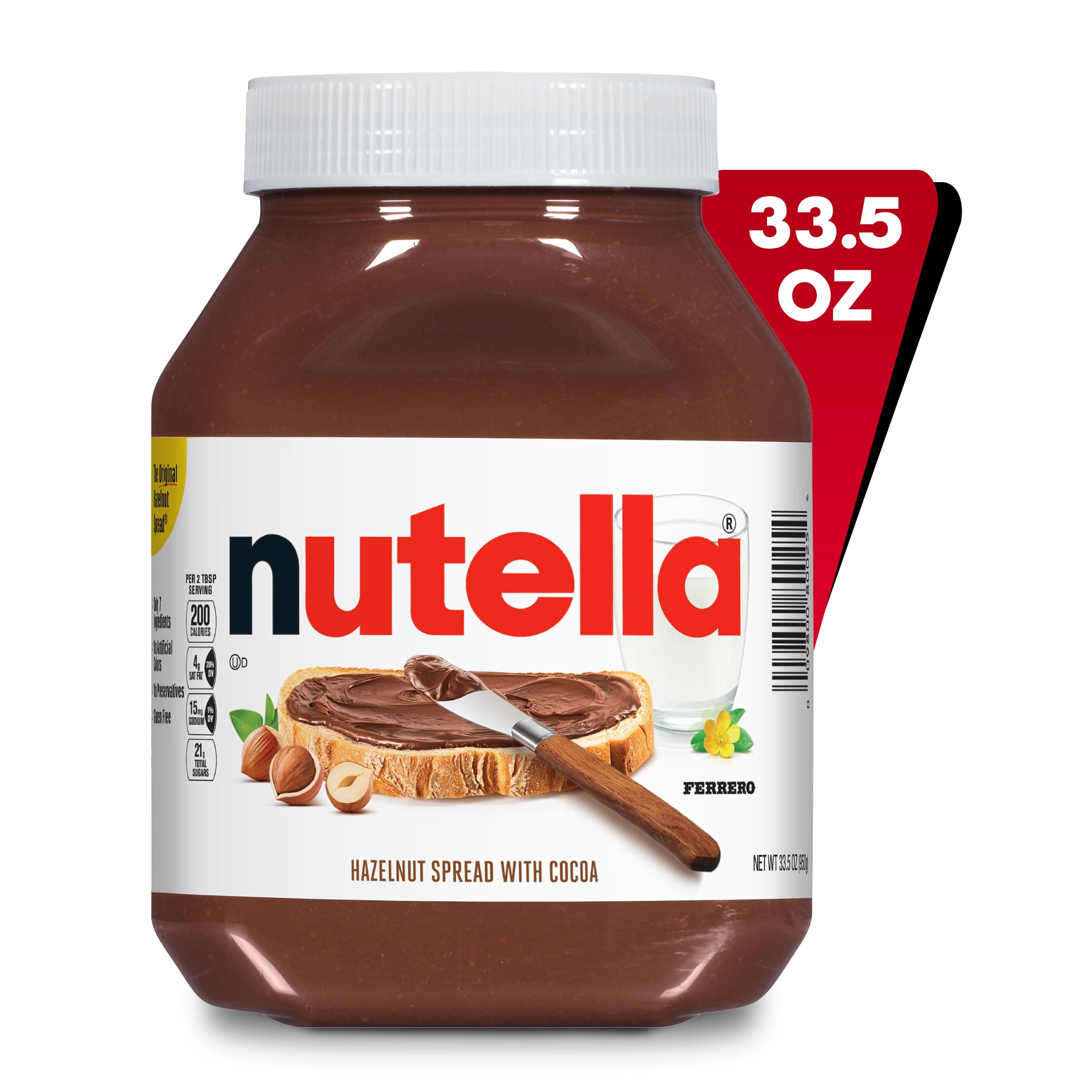 Nutella Hazelnut Spread with Cocoa for Breakfast, 33.5 oz Jar