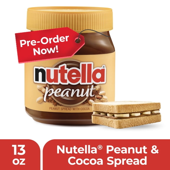 Nutella Peanut Spread With Cocoa, Smooth and Creamy, for Afternoon Snacking, Family Gifts, Unique Snacks, 13 oz