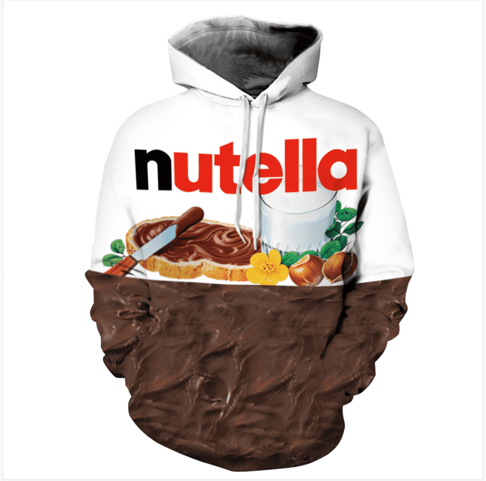 couple pullover loose sweater Nutella hoodie printing long-sleeved trend pattern neck snacks casual round autumn 3D